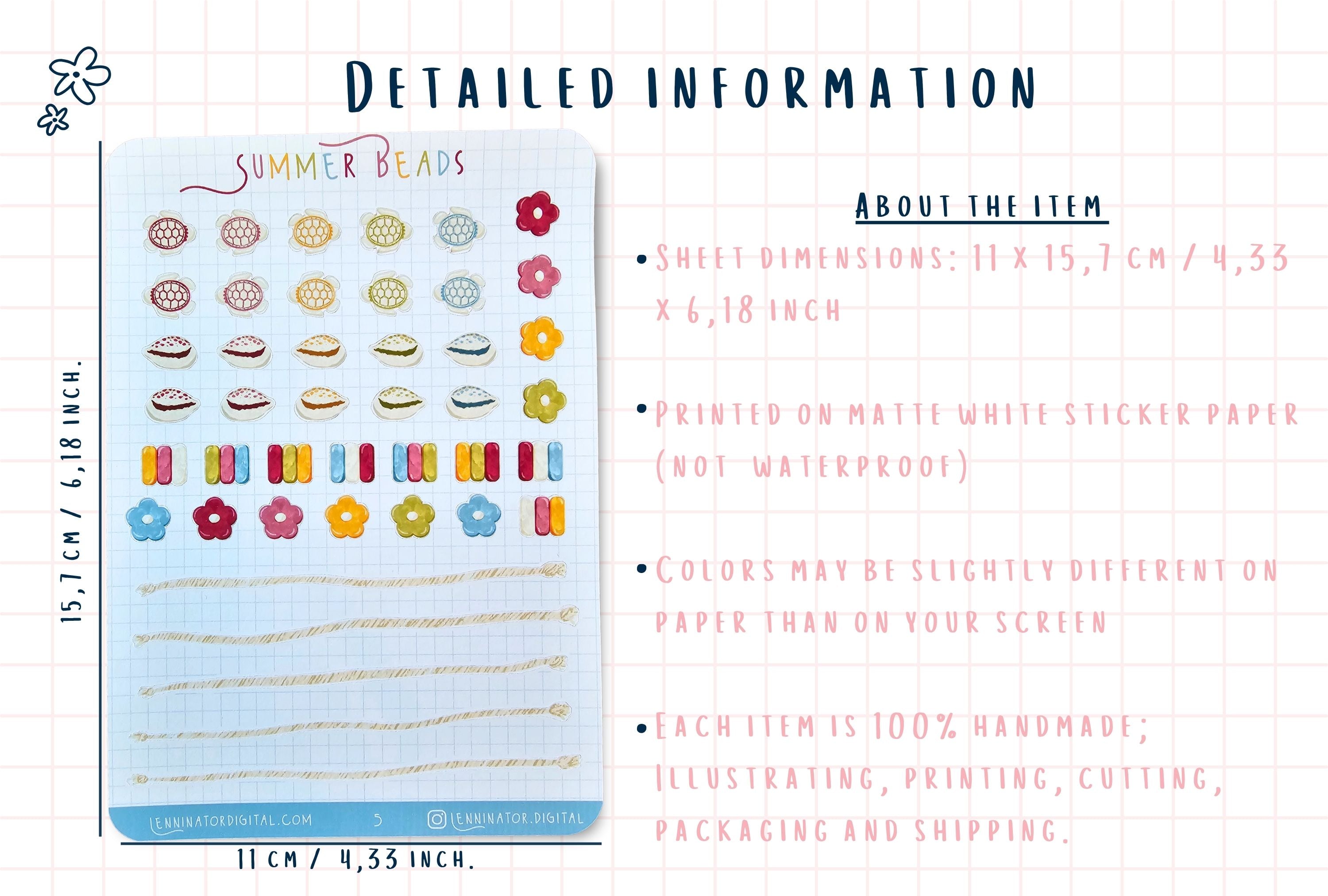 Summer Letter Beads Sticker Sheets
