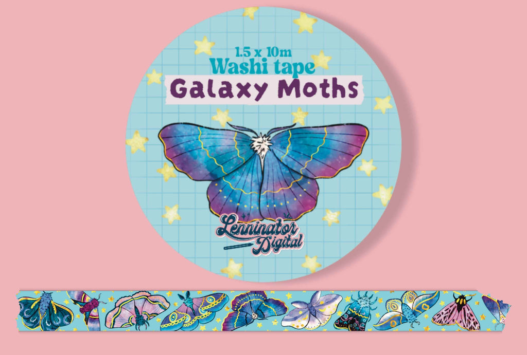Galaxy Moth Gold Foil Washi Tape
