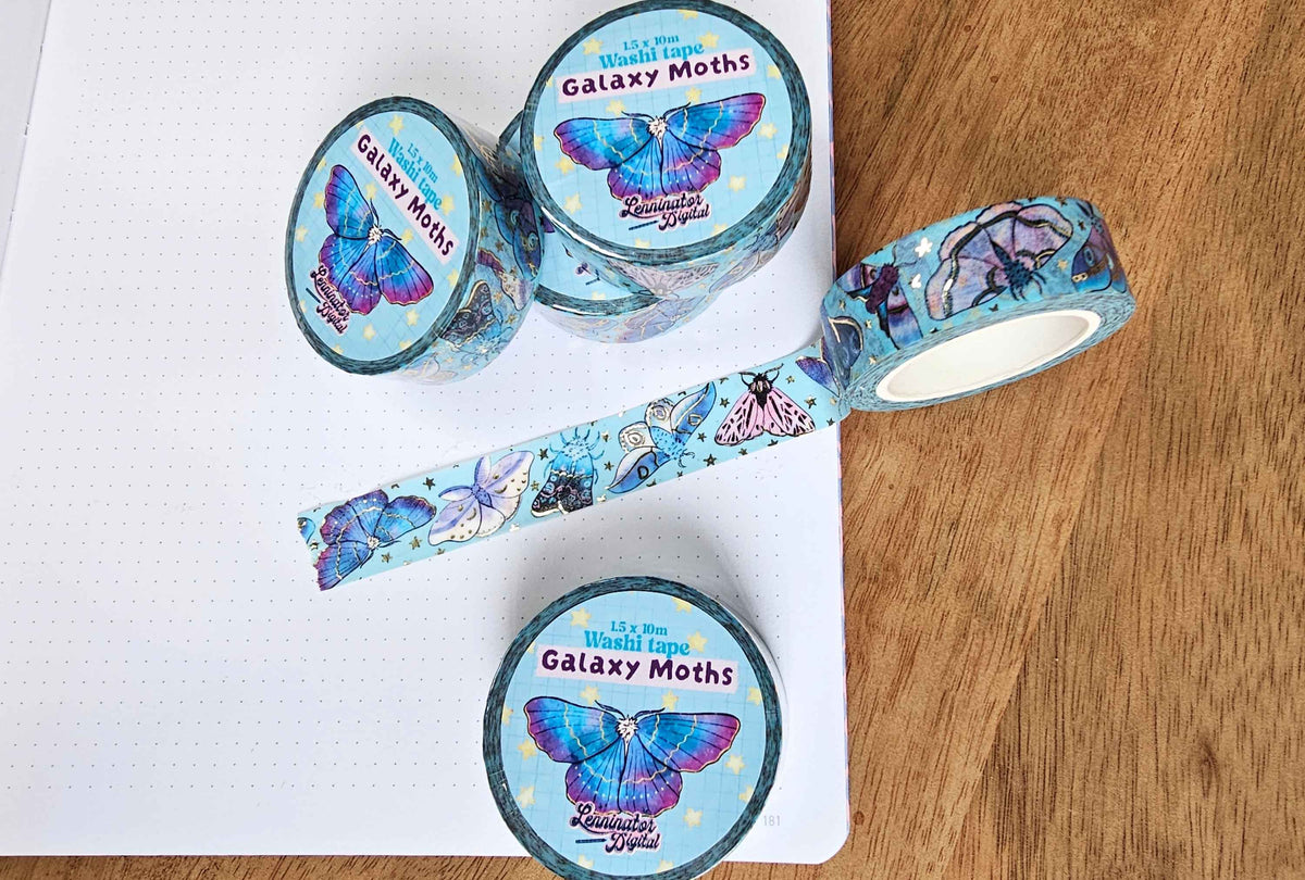 Galaxy Moth Gold Foil Washi Tape