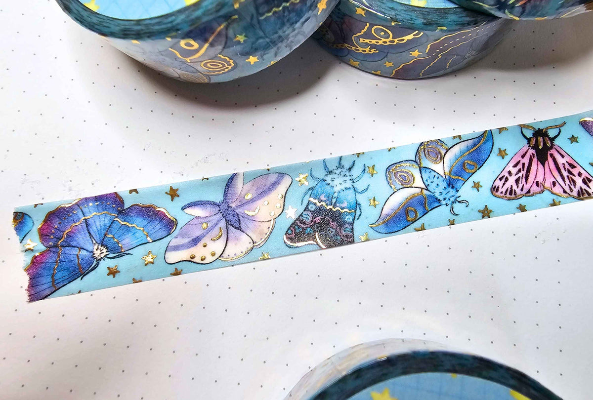 Galaxy Moth Gold Foil Washi Tape