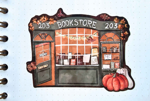 Autumn Bookstore Mini Print Sticker
