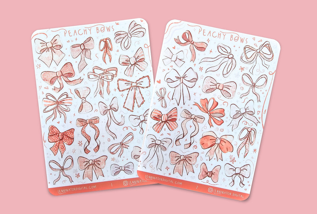 Peach Bows Sticker Sheets