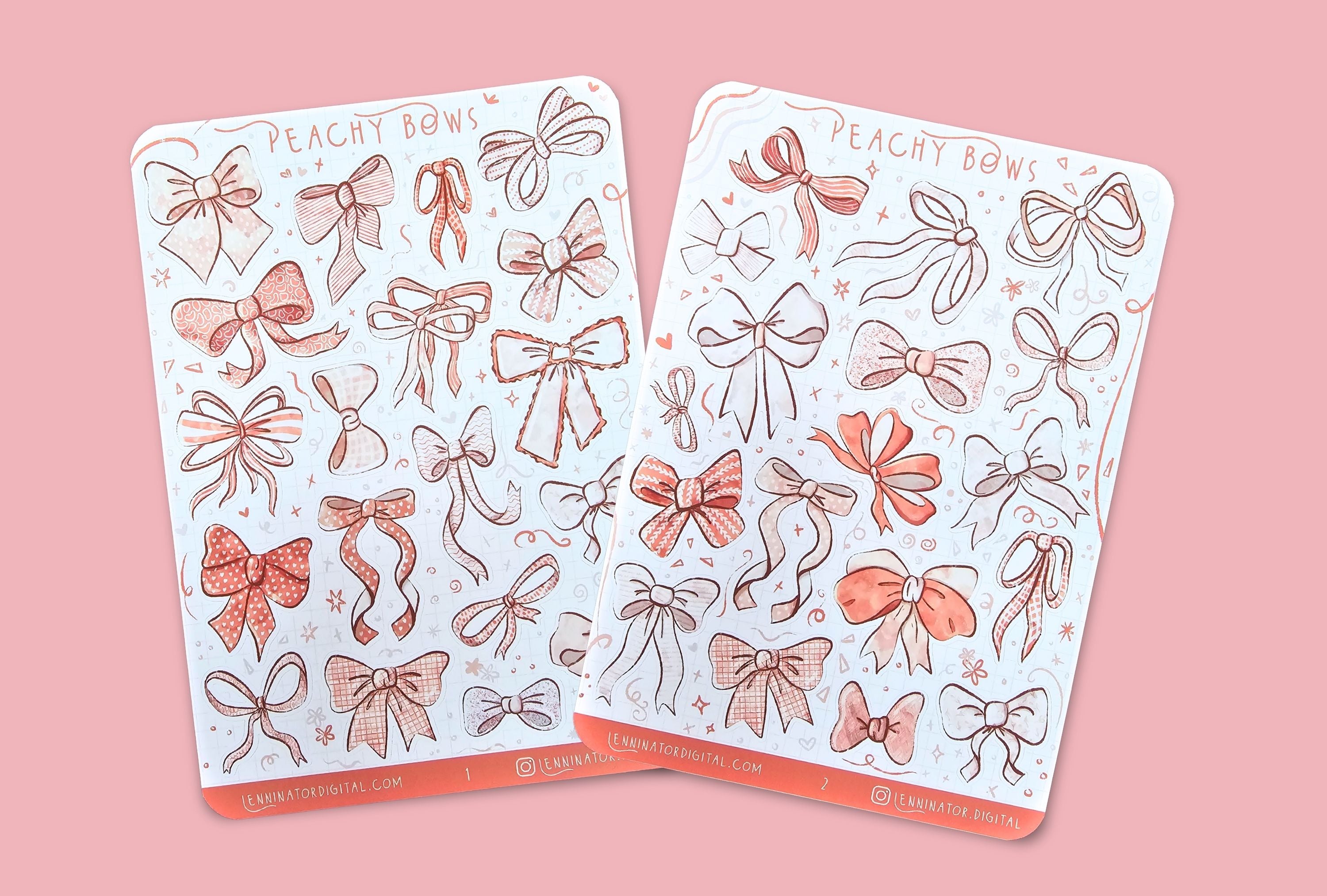 Peach Bows Sticker Sheets