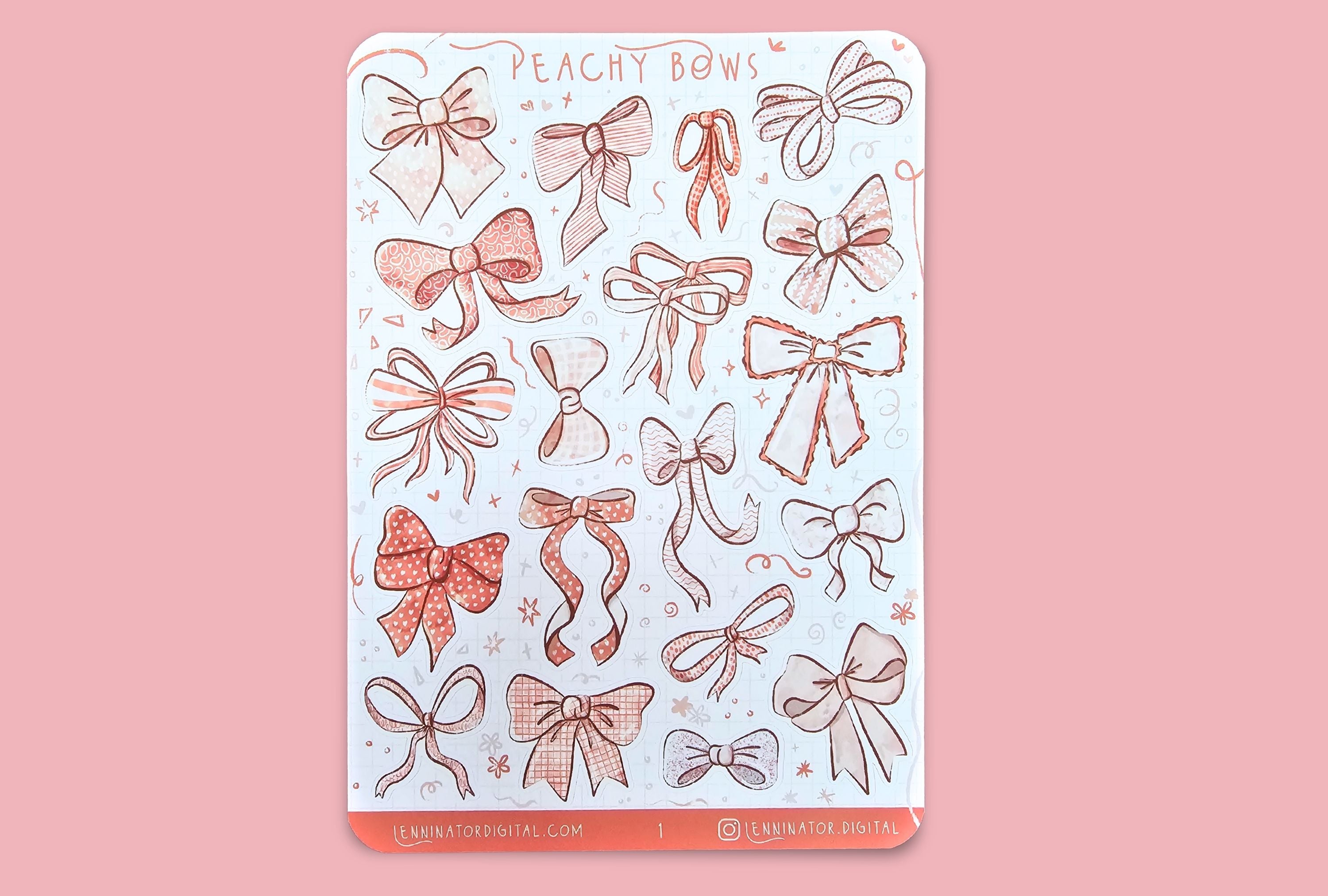 Peach Bows Sticker Sheets