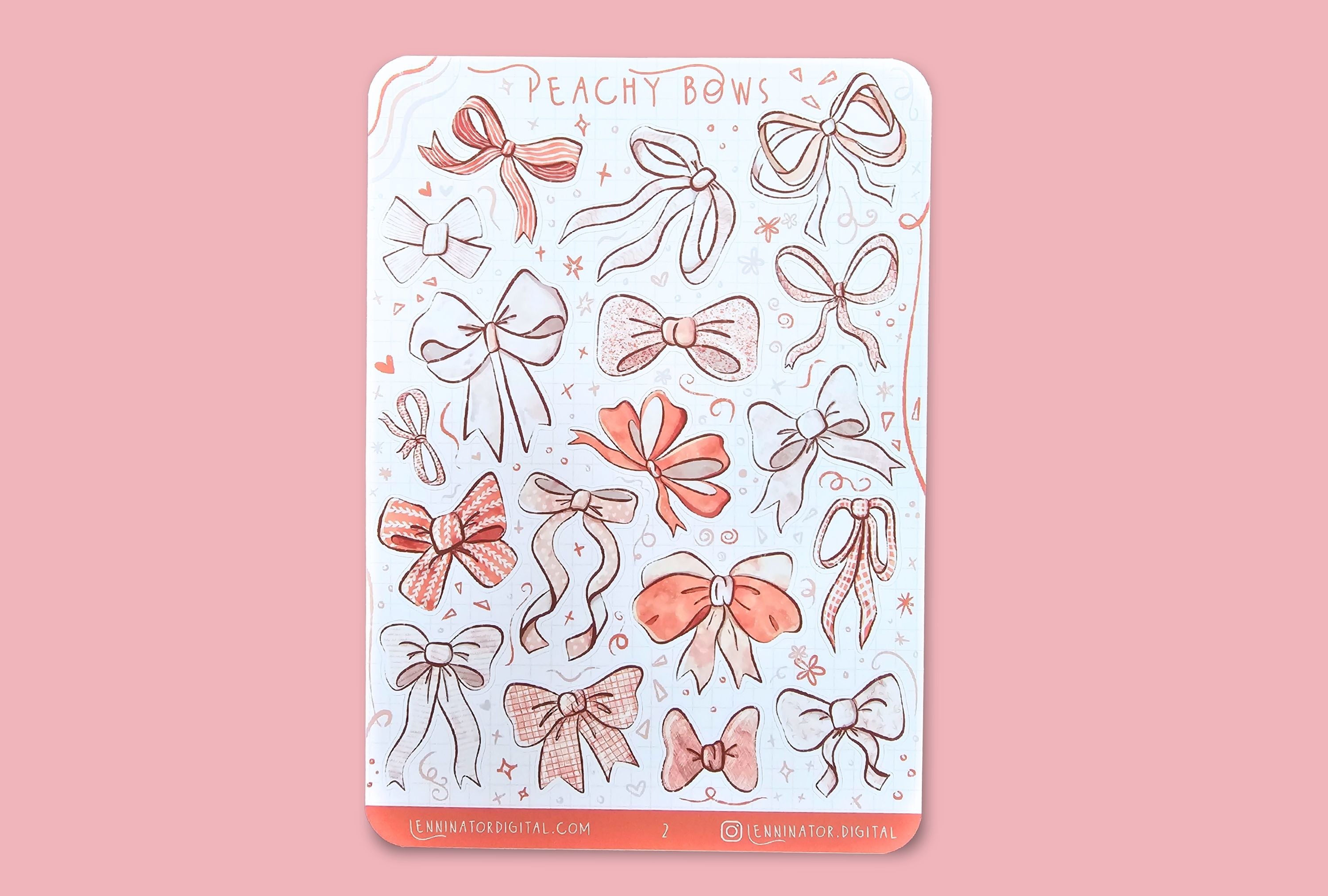Peach Bows Sticker Sheets
