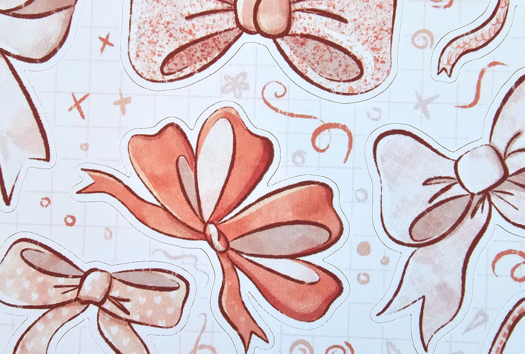 Peach Bows Sticker Sheets