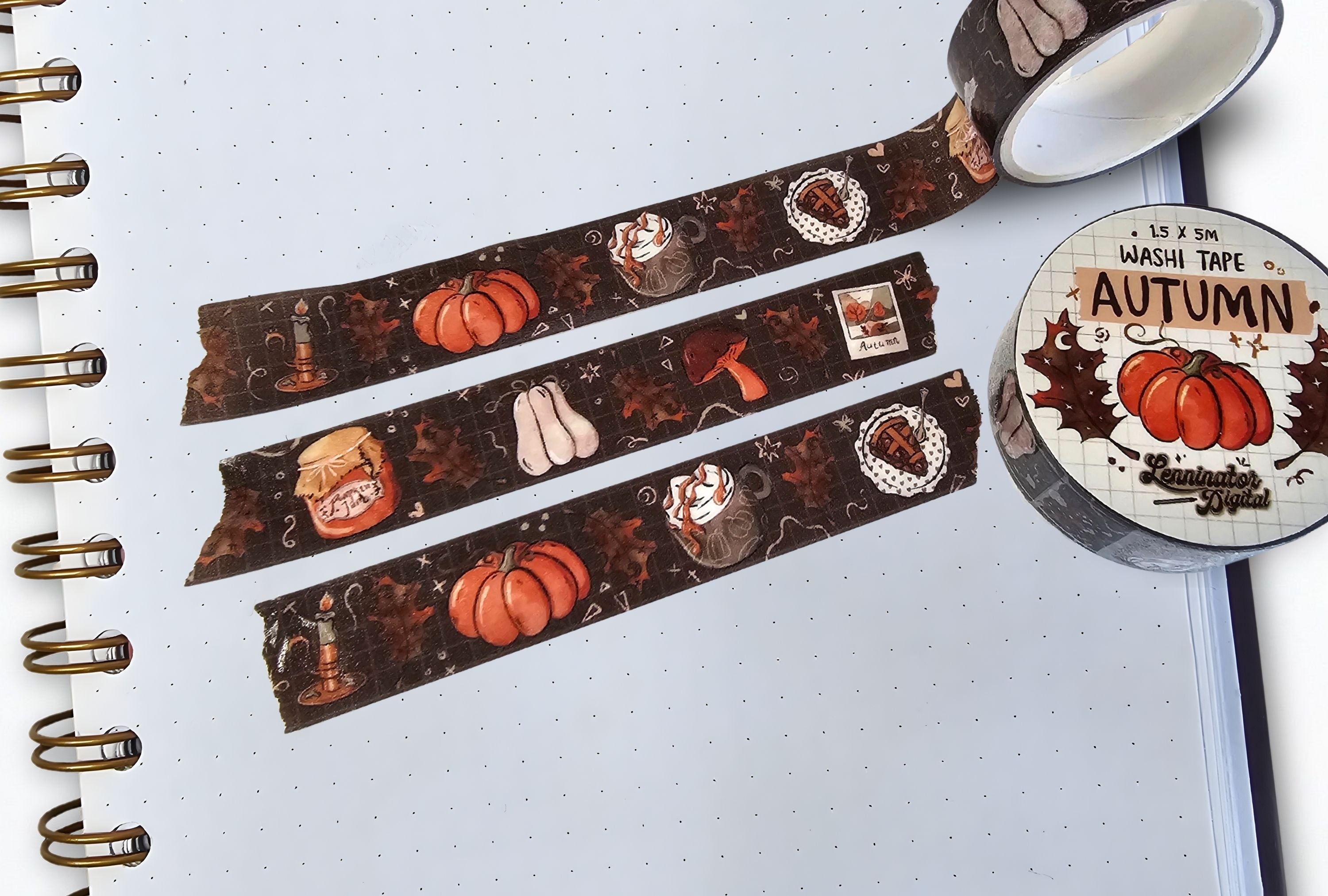Fall Washi tape on a bullet journal page