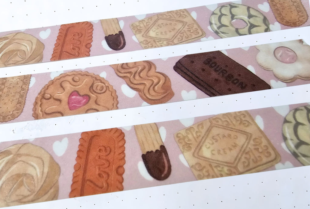 Close-up of cookie themed washi tape