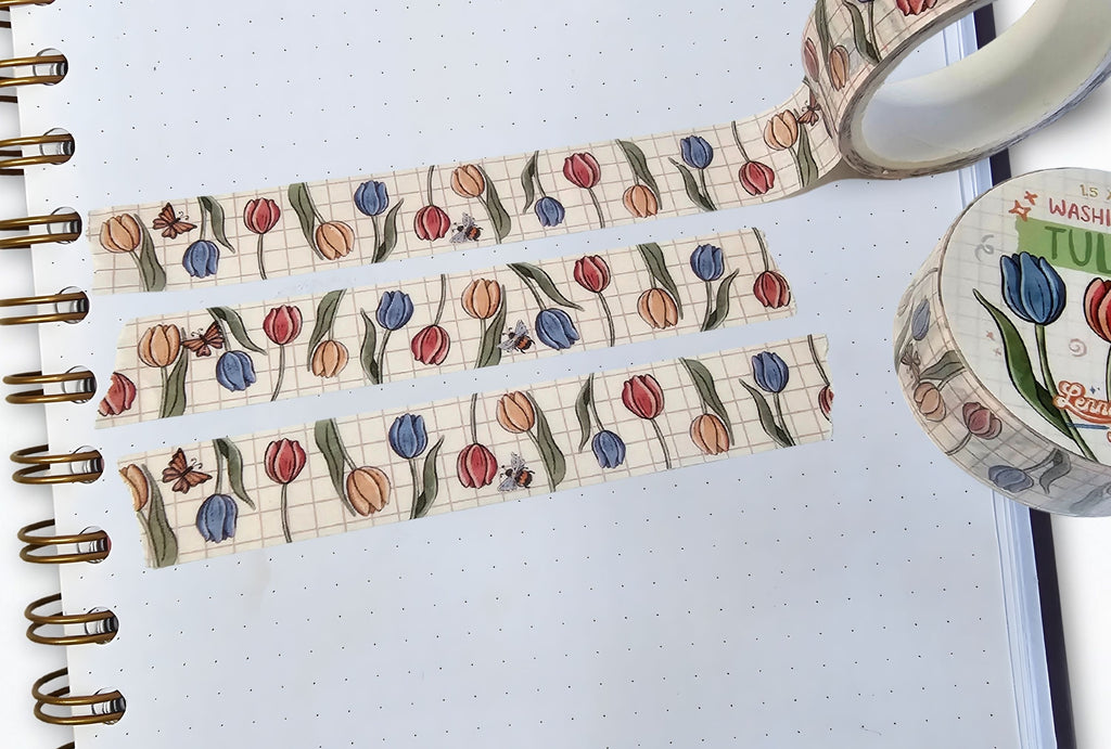 Tulip washi tape on a bullet journal page