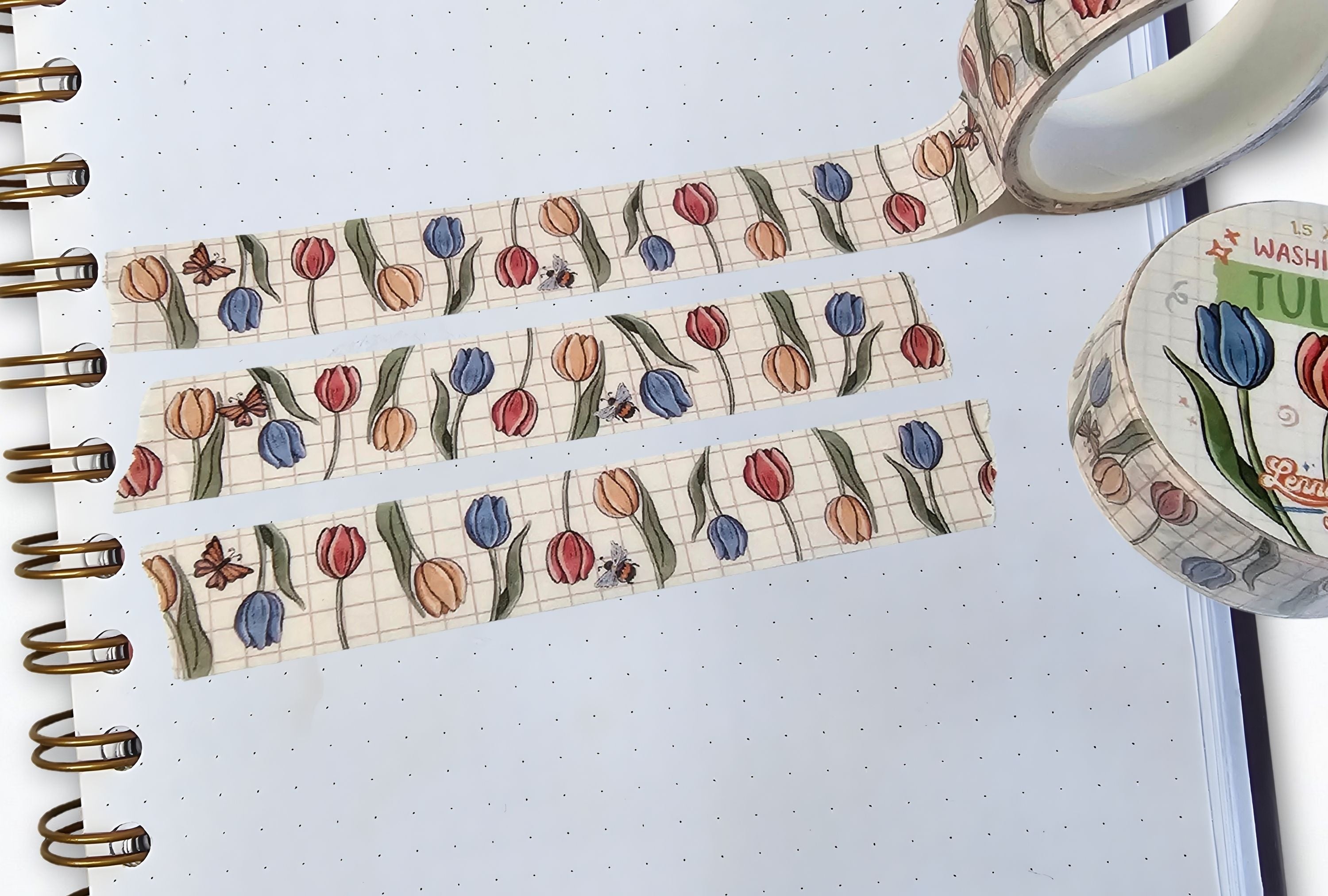 Tulip washi tape on a bullet journal page
