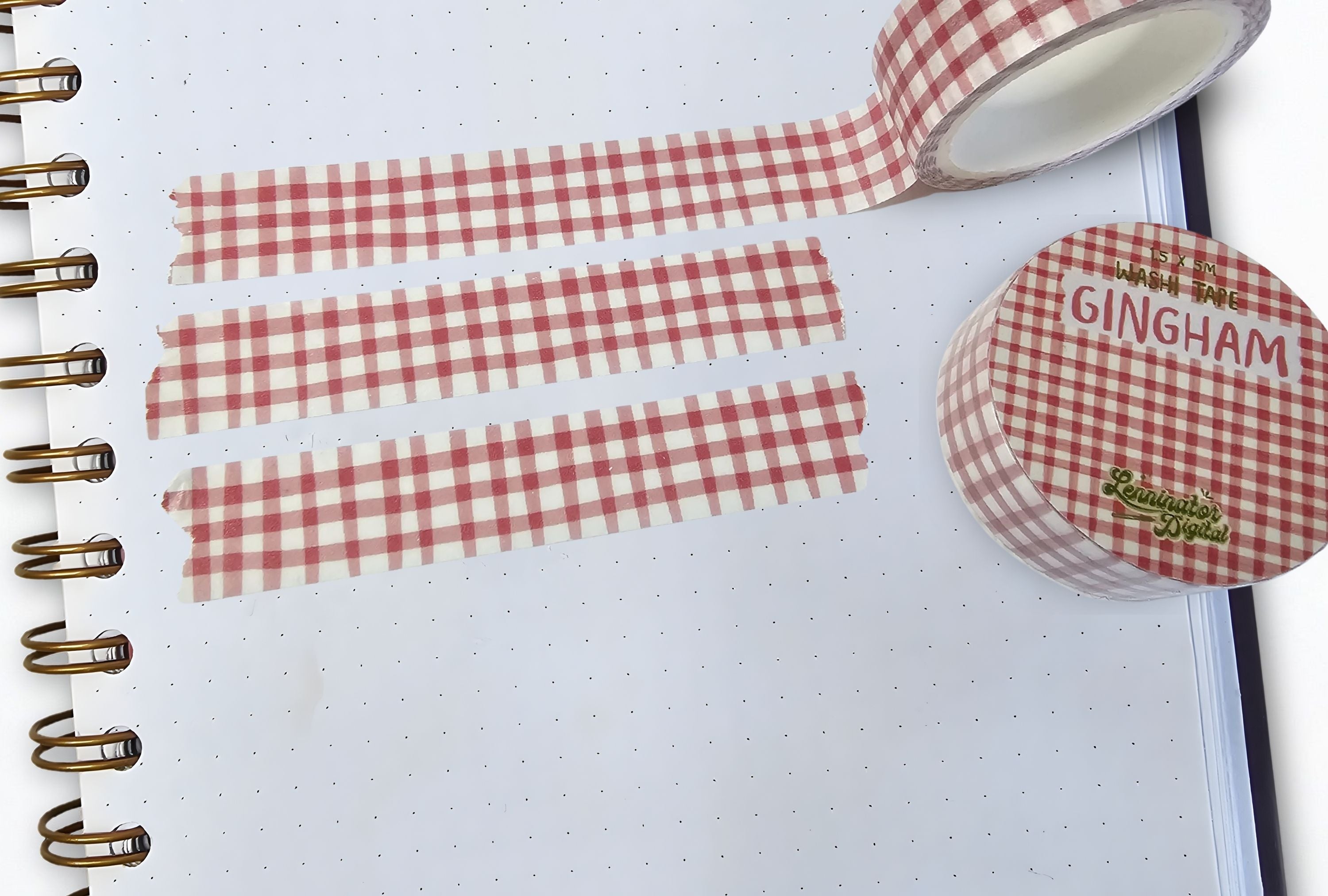 Gingham pattern washi tape on a journal page