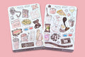 Two sheets of 'Movie Night' themed stickers on a textured surface.