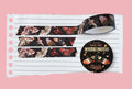 A washi tape in dark brown tones with magical moths with golden details