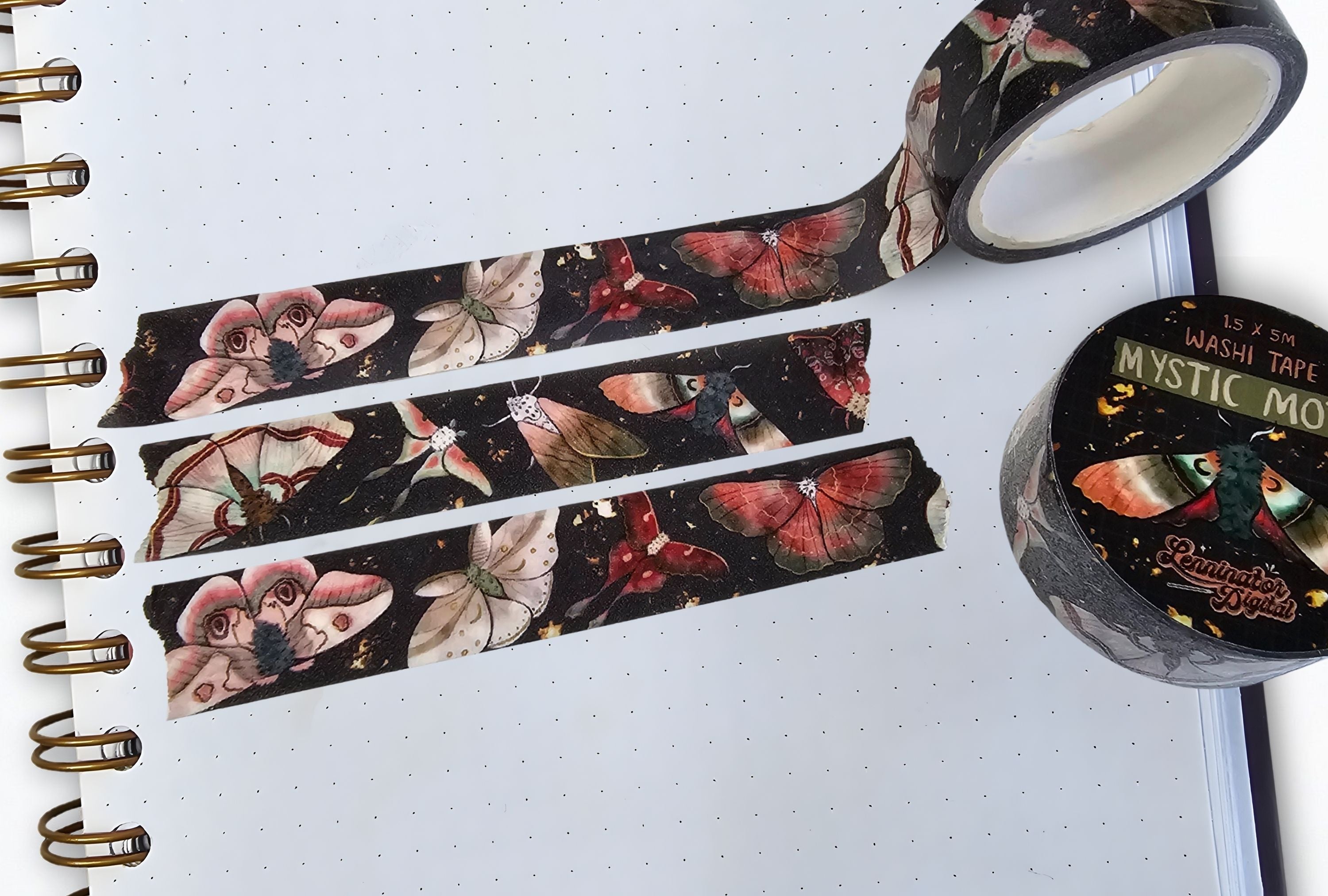 Mystic moth washi tape on a journal page