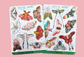 Two sheets of 'Mystic Moths' stickers on a textured surface. Magical butterflies with the colors green, red, brown, pink and blue with golden details.