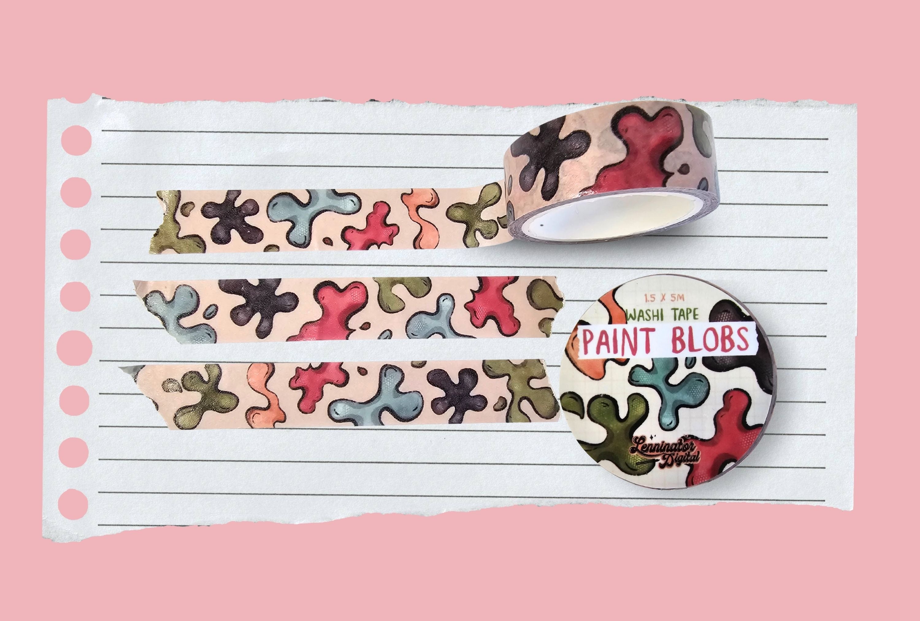 Washi tape with various paint blobs. Creative art studio inspired washi tape