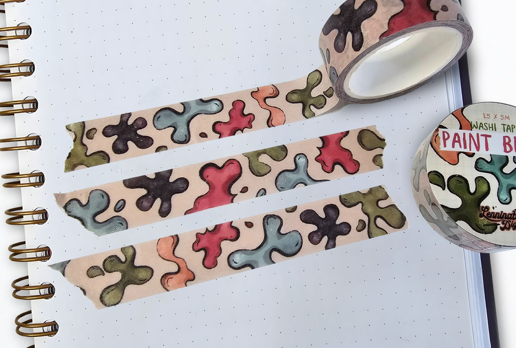 Paint splatter washi tape on a journal page
