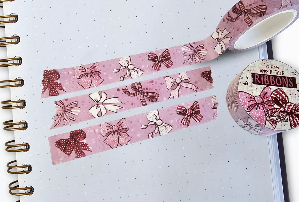Pink Ribbon washi tape on a journal page