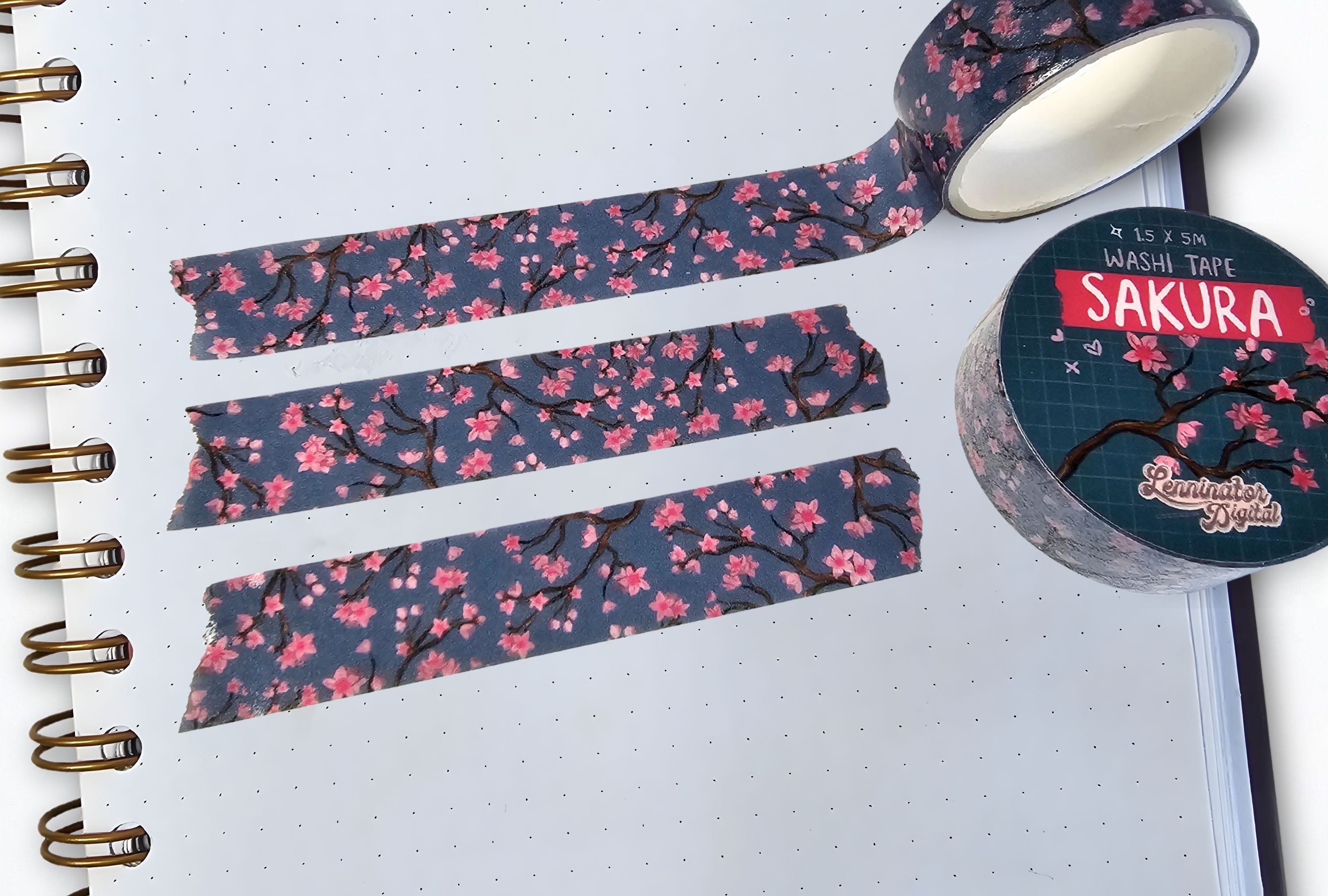 Cherry blossom washi tape on a bullet journal page