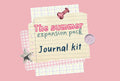 Journal kit with 'The summer expansion pack' text on a pink background