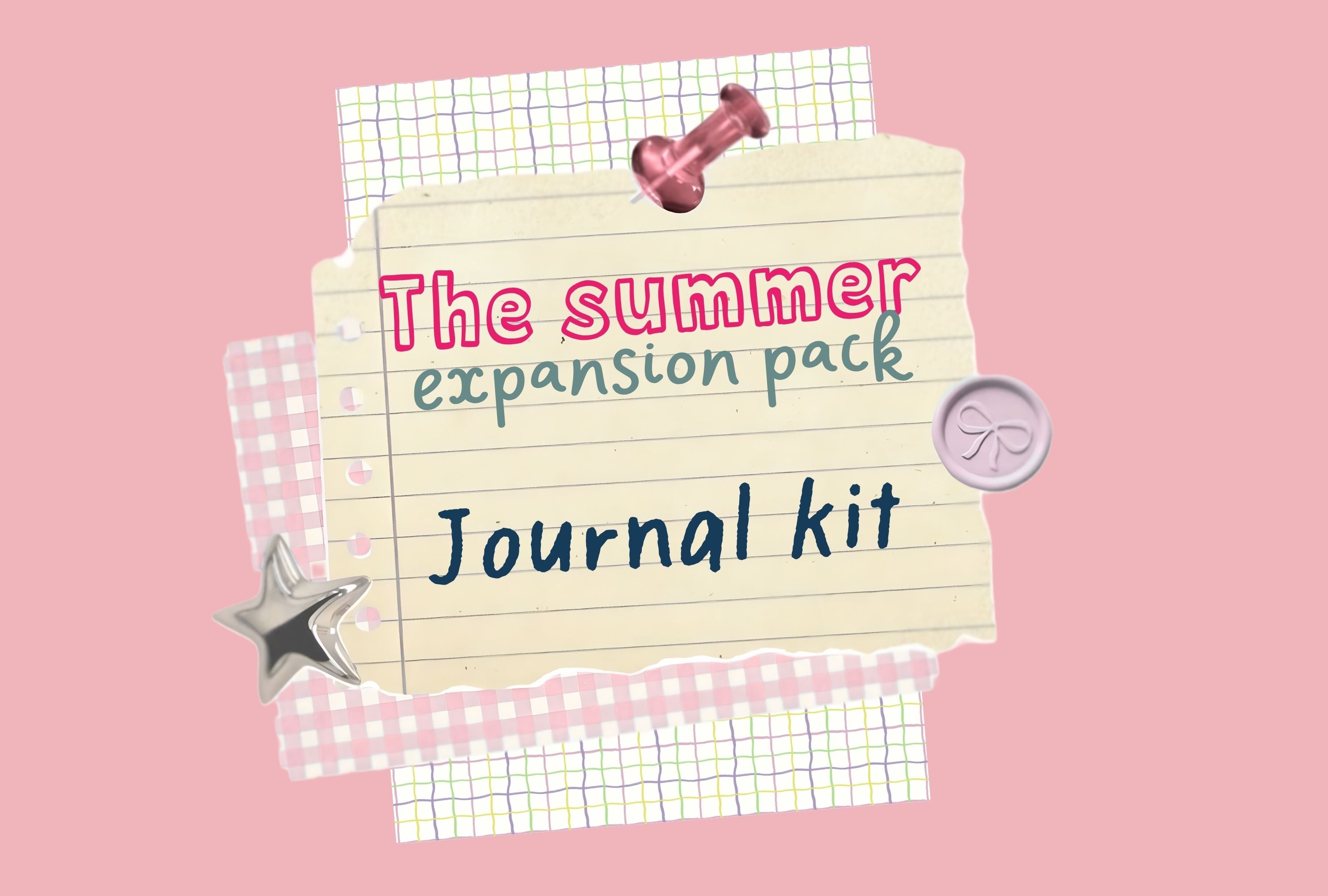 Journal kit with 'The summer expansion pack' text on a pink background