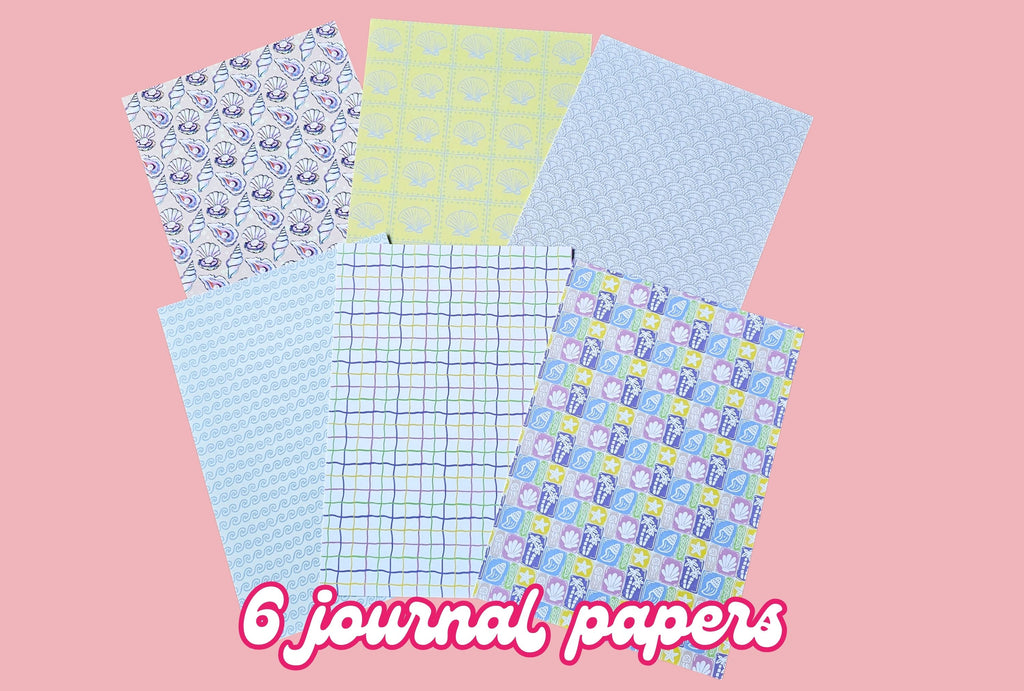 Set of six patterned journal papers with a summer theme