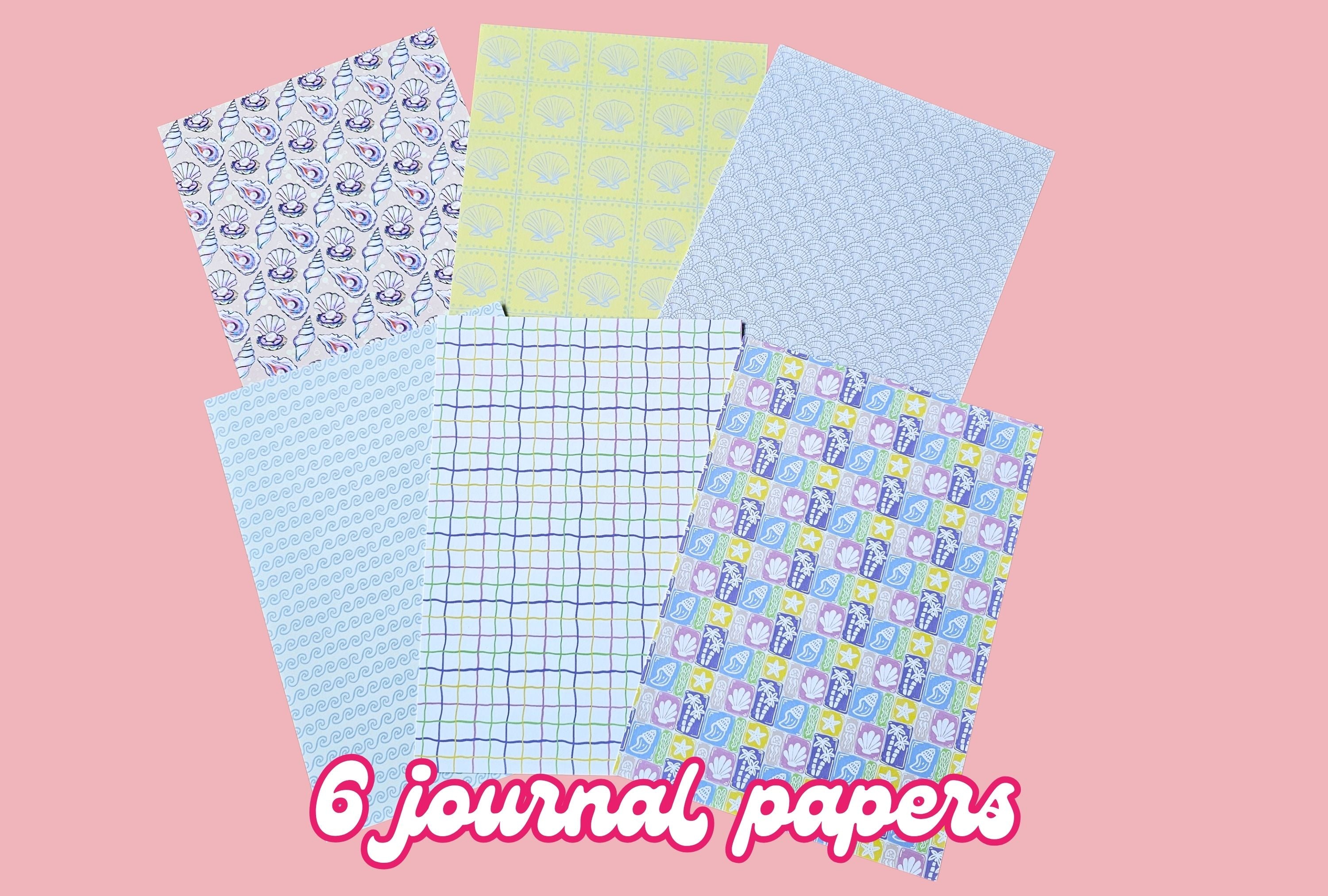 Set of six patterned journal papers with a summer theme