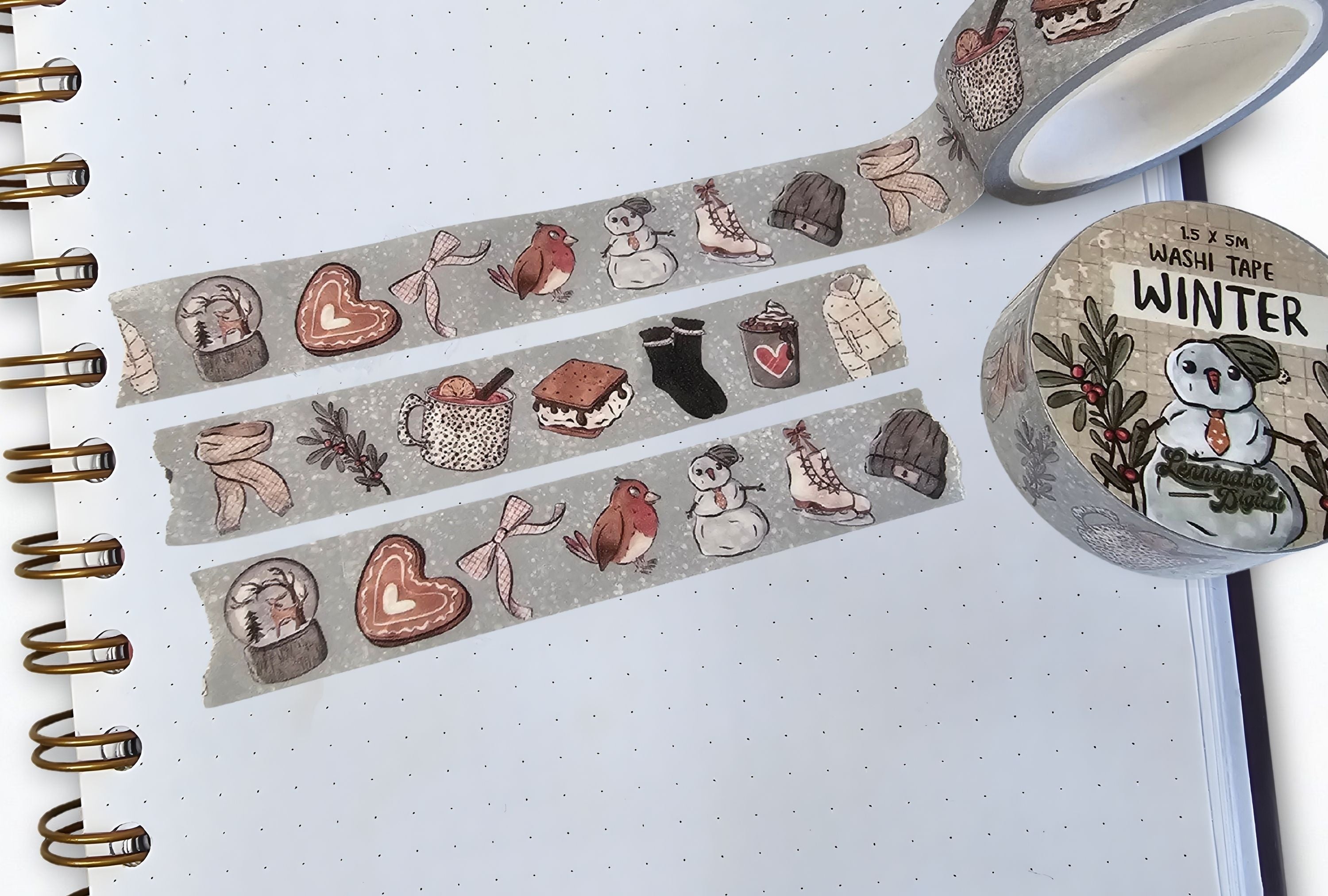 Winter washi tape on a bullet journal page